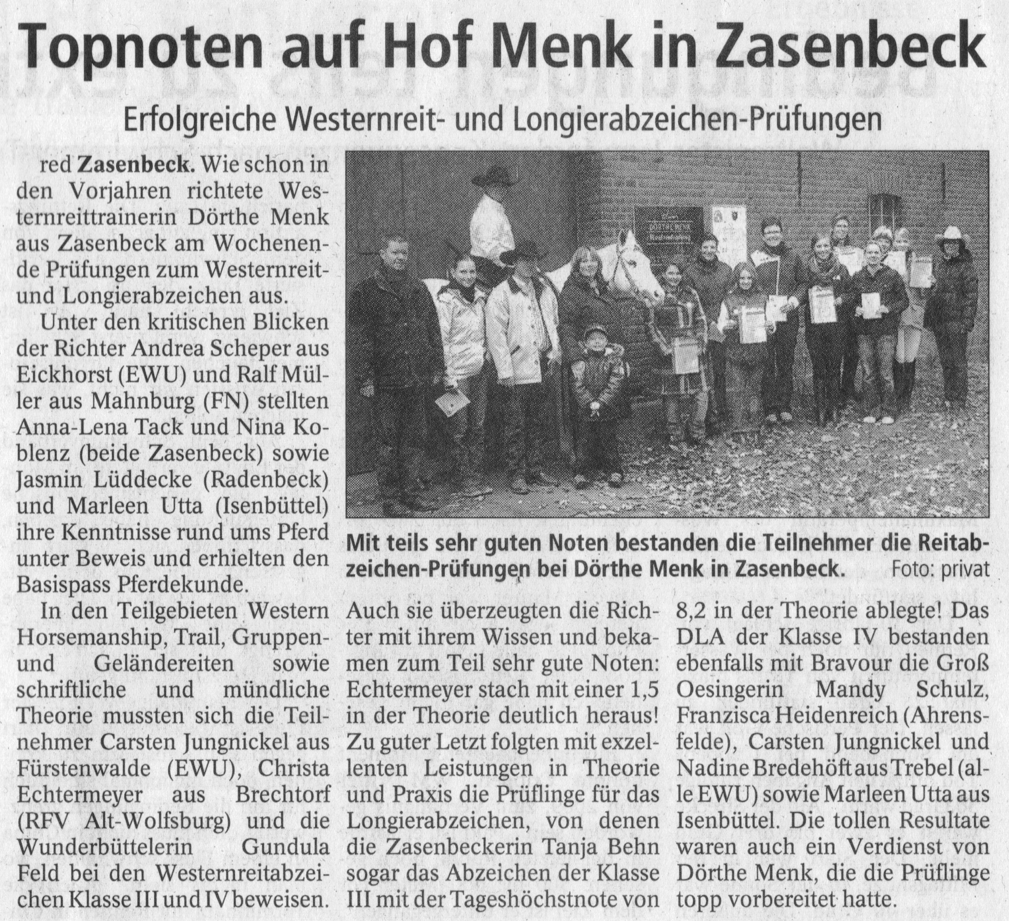 Reitabzeichen Zeitung 2010